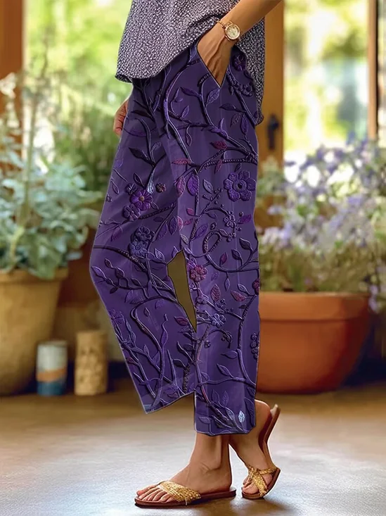 Damen Geblümt Lang Hose Lässig Frühling/Herbst Hose