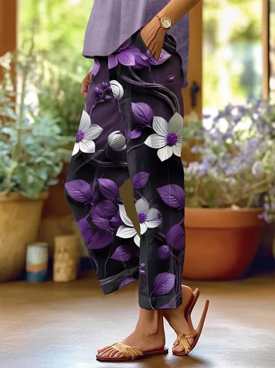 Damen Geblümt Lang Hose Lässig Frühling/Herbst Hose