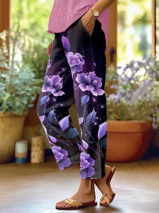 Damen Geblümt Lang Hose Lässig Frühling/Herbst Hose