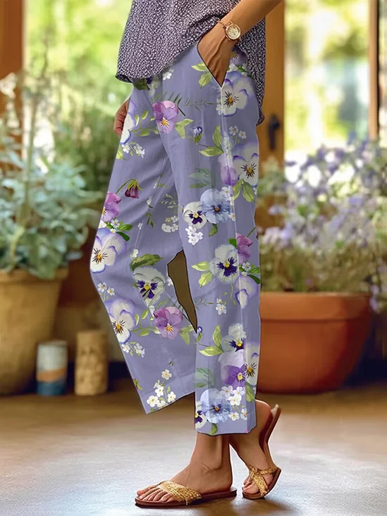 Damen Geblümt Lang Hose Lässig Frühling/Herbst Hose