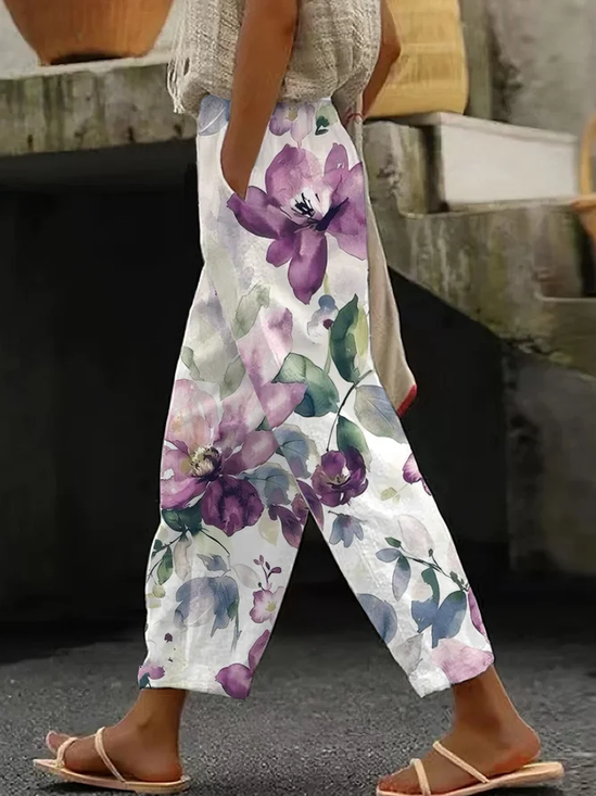 Damen Geblümt Lang Hose Lässig Frühling/Herbst Hose