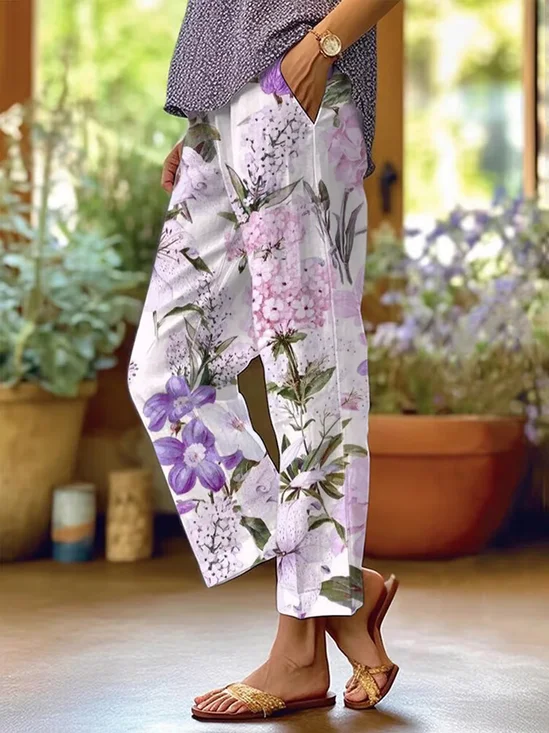 Damen Geblümt Lang Hose Lässig Frühling/Herbst Hose
