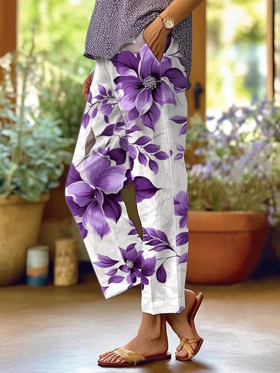 Damen Geblümt Lang Hose Lässig Frühling/Herbst Hose
