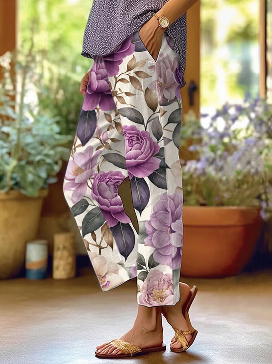 Damen Geblümt Lang Hose Lässig Frühling/Herbst Hose