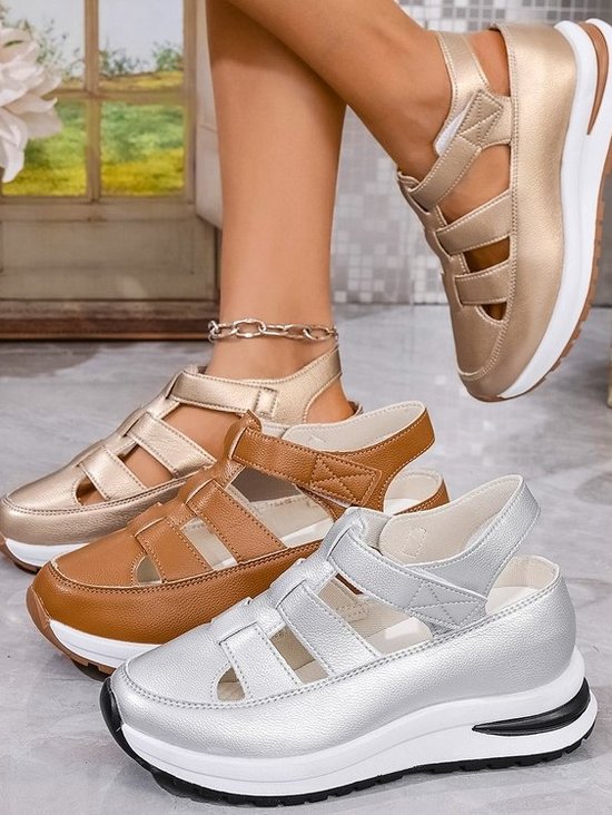 Lässig Gewebe Hohl dicke Sohlen Keil Pumps grenzüberschreitend Sommer Lässig Pantolette