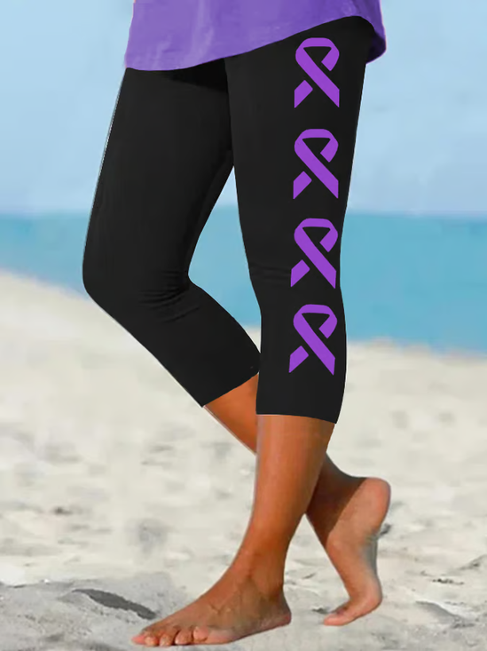 Damen Geometrisch Caprihosen Elastische Taille Hose Lässig Sommer Hose