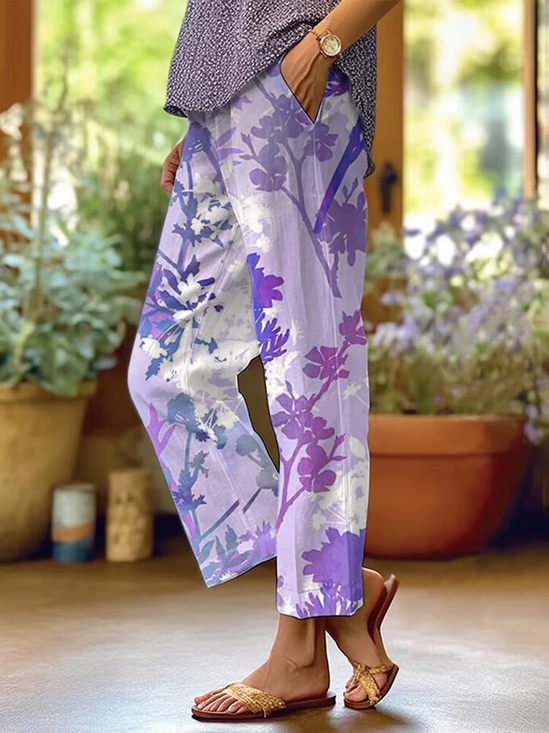 Damen Geblümt Lang Hose Lässig Frühling/Herbst Hose