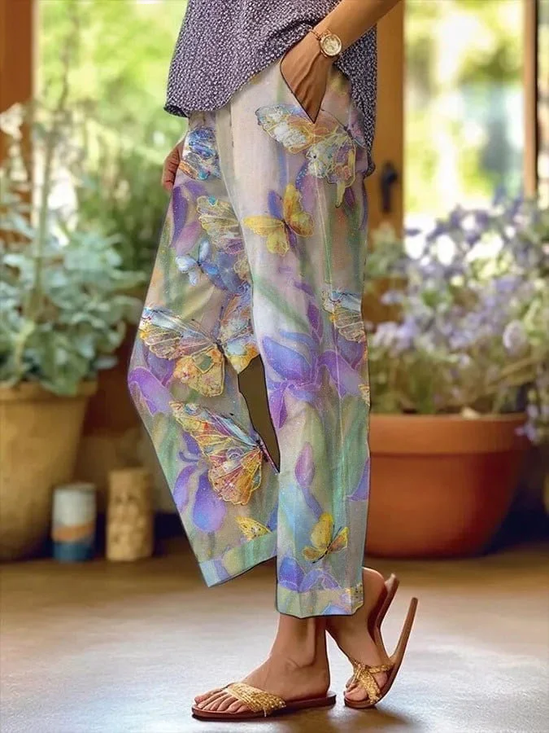 Damen Geblümt Lang Hose Lässig Frühling/Herbst Hose