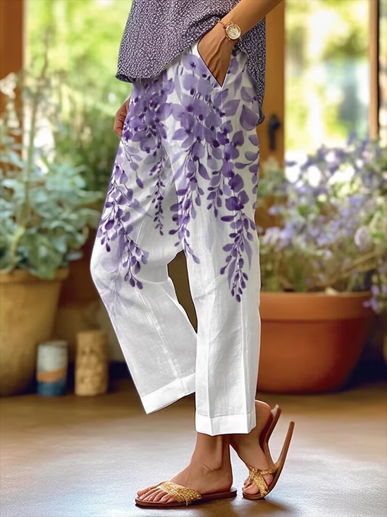 Damen Geblümt Lang Hose Lässig Frühling/Herbst Hose