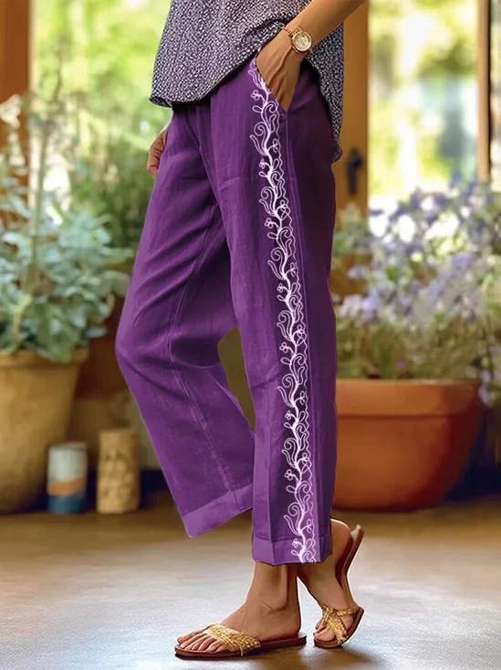 Damen Geblümt Lang Hose Lässig Frühling/Herbst Hose