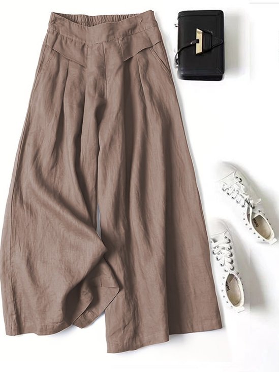 Damen Unifarben Lang Elastische Taille Hose Lässig Frühling/Herbst Hose