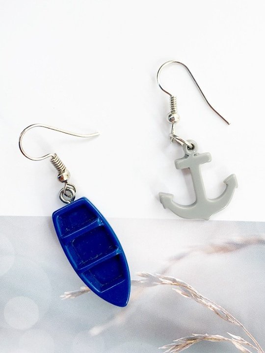 Ozean Stil Kreativ Handgemachte Boot Rettungsring Anker Ohrringe Persönlichkeit Lustig Asymmetrisch Ohrringe