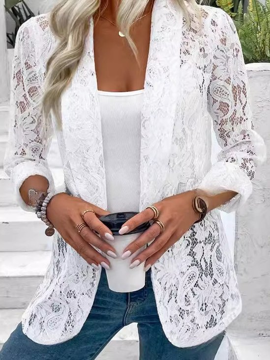Damen Geblümt Frühling/Herbst Aufdecken Sexy Stickerei Leicht Strickjacke