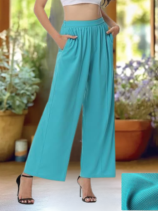 Damen Unifarben Lang Elastische Taille Hose Lässig Frühling/Herbst Hose