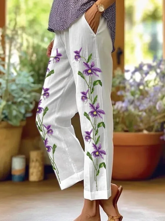Damen Geblümt Lang Hose Lässig Frühling/Herbst Hose