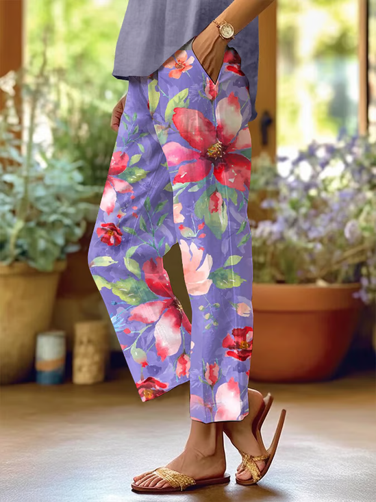 Damen Geblümt Lang Hose Lässig Frühling/Herbst Hose
