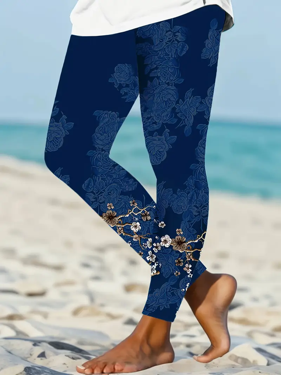 Damen Geblümt Lässig Alle Jahreszeiten Print Lang Leggings