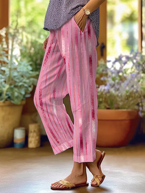 Damen abstrakte Streifen Lang Hose Lässig Frühling/Herbst Hose