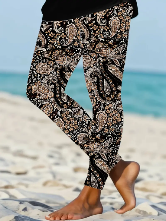 Damen Geblümt Lässig Alle Jahreszeiten Print Lang Leggings
