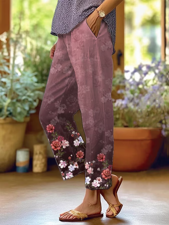 Damen Geblümt Lang Hose Lässig Frühling/Herbst Hose