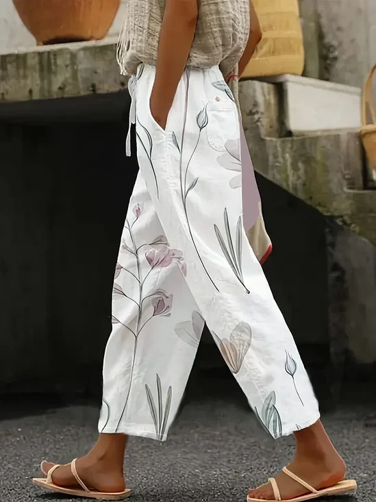 Damen Geblümt Lang Hose Lässig Frühling/Herbst Hose