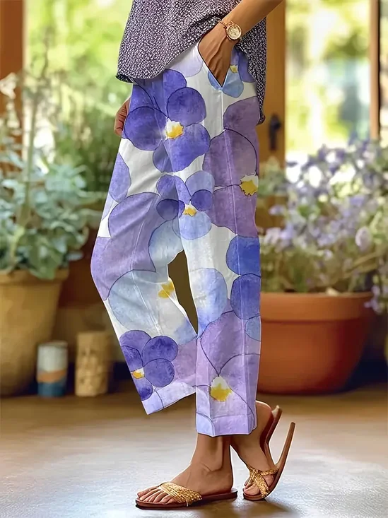 Damen Geblümt Lang Hose Lässig Frühling/Herbst Hose