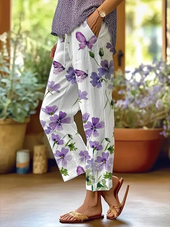 Damen Geblümt Lang Hose Lässig Frühling/Herbst Hose