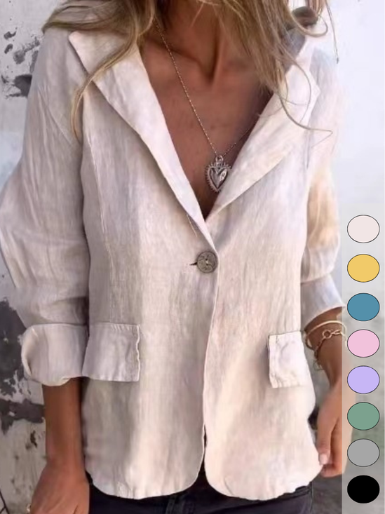 Damen Unifarben Frühling/Herbst Oberbekleidung Retro Schnalle Langarm Stehkragen Regelmäßig Blazer