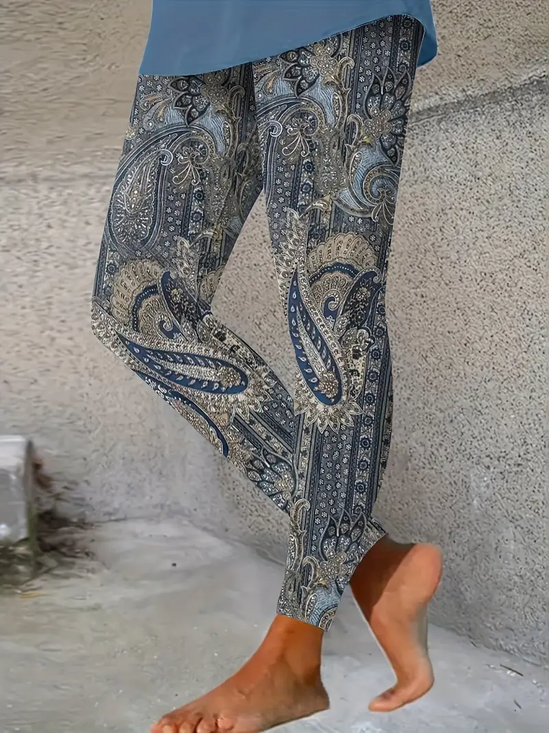 Damen Paisley Lässig Alle Jahreszeiten Print Lang Leggings