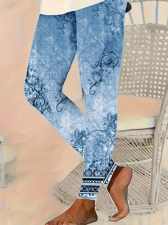 Damen Geblümt Lässig Alle Jahreszeiten Print Lang Leggings