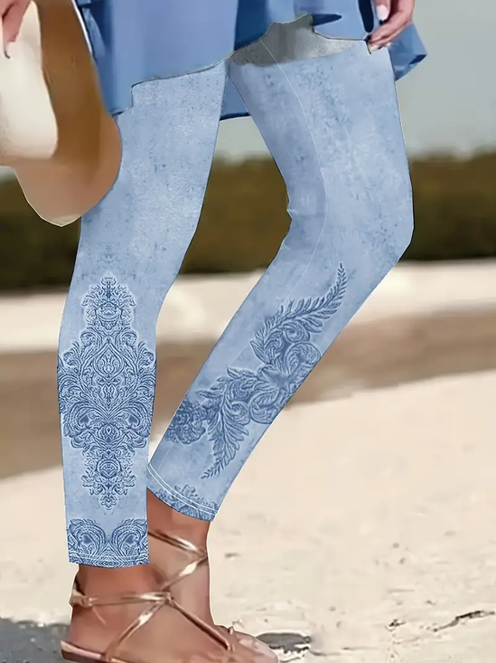 Damen Geblümt Lässig Alle Jahreszeiten Print Lang Leggings