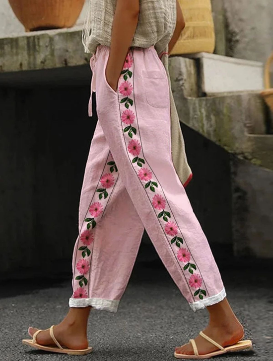 Damen Geblümt Lang Hose Lässig Frühling/Herbst Hose