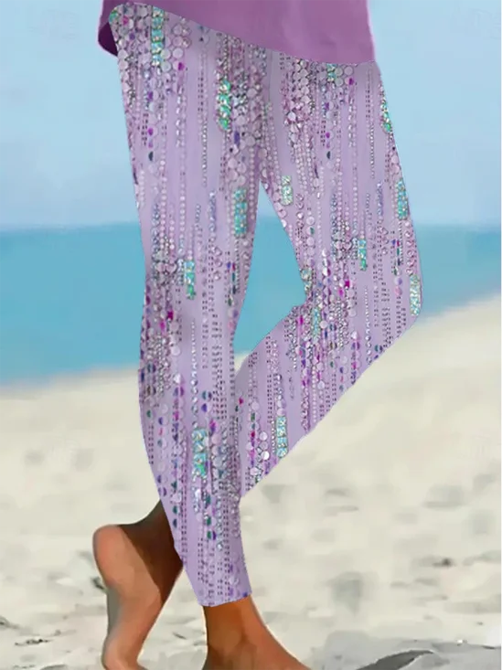 Damen Abstrakt Lässig Alle Jahreszeiten Print Lang Leggings