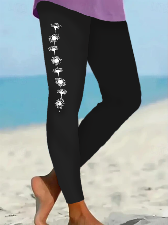 Damen Geblümt Lässig Alle Jahreszeiten Print Lang Leggings