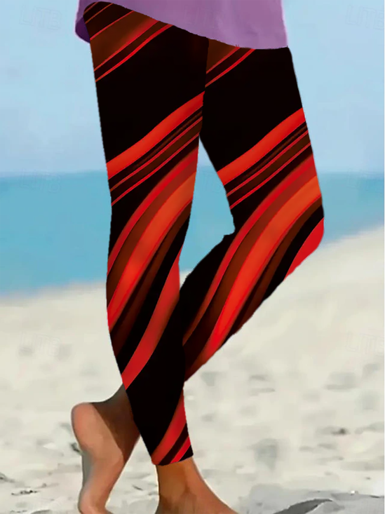 Damen Abstrakt Lässig Alle Jahreszeiten Print Lang Leggings