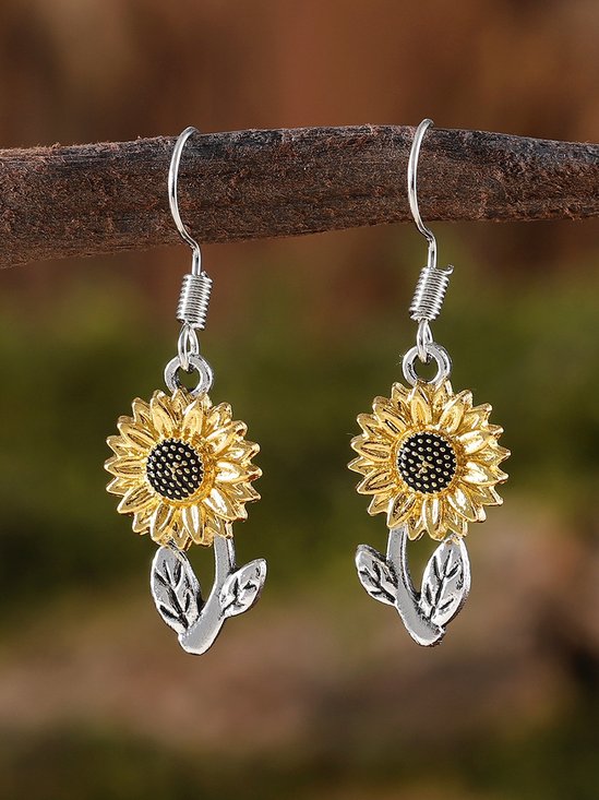 Retro Einfach Sonnenblume Ohrringe Pendant Damen Fashion Beliebt Bohemien Pflanze Blume Ohrringe