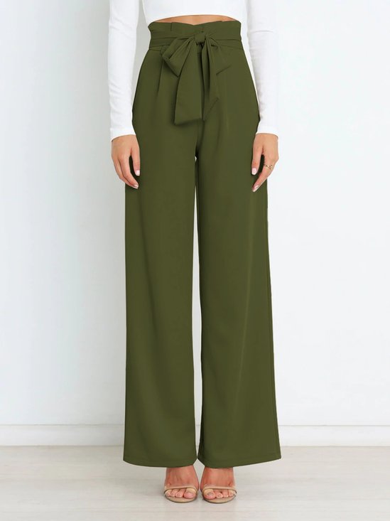 Damen Unifarben Lang Elastische Taille Hose Lässig Frühling/Herbst Hose