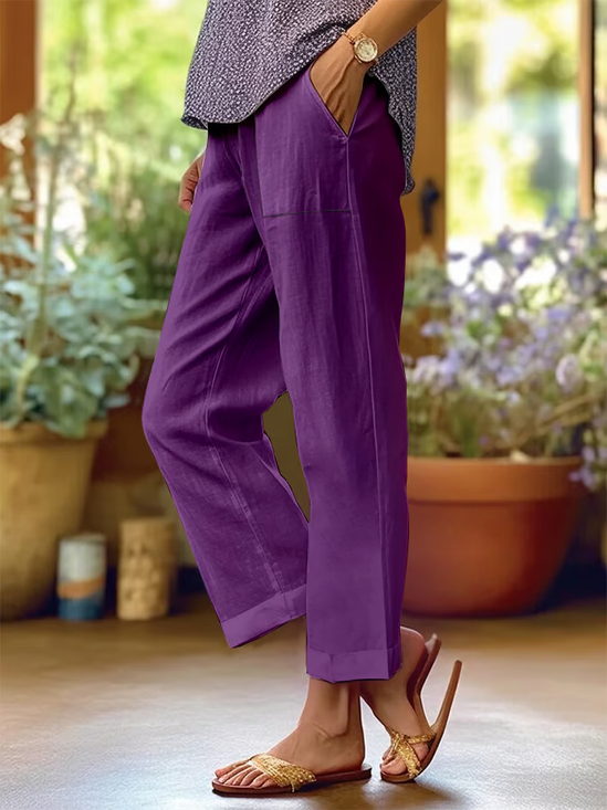 Damen Unifarben Lang Hose Lässig Frühling/Herbst Hose