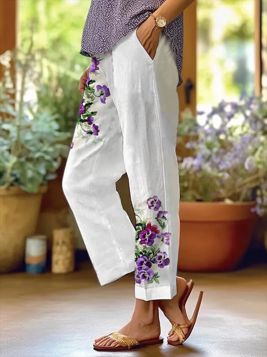 Damen Geblümt Lang Hose Lässig Frühling/Herbst Hose