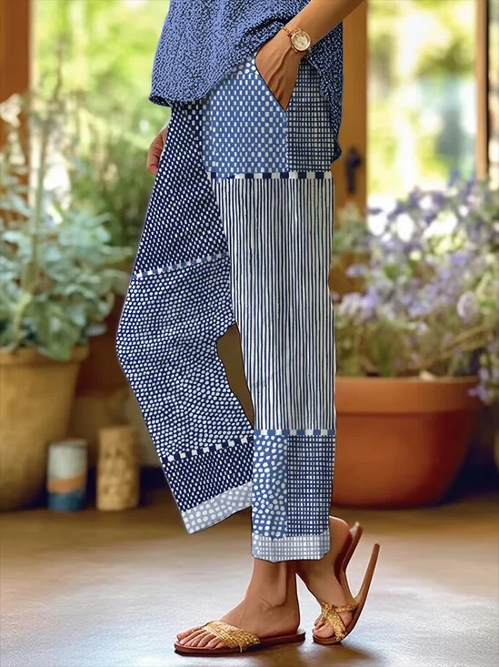 Damen Gestreift Lang Hose Lässig Frühling/Herbst Hose