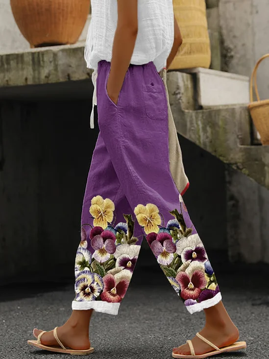 Damen Geblümt Knöchelhose Hose Lässig Frühling/Herbst Hose