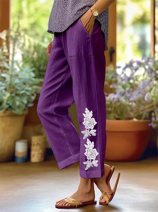 Damen Geblümt Lang Hose Lässig Frühling/Herbst Hose