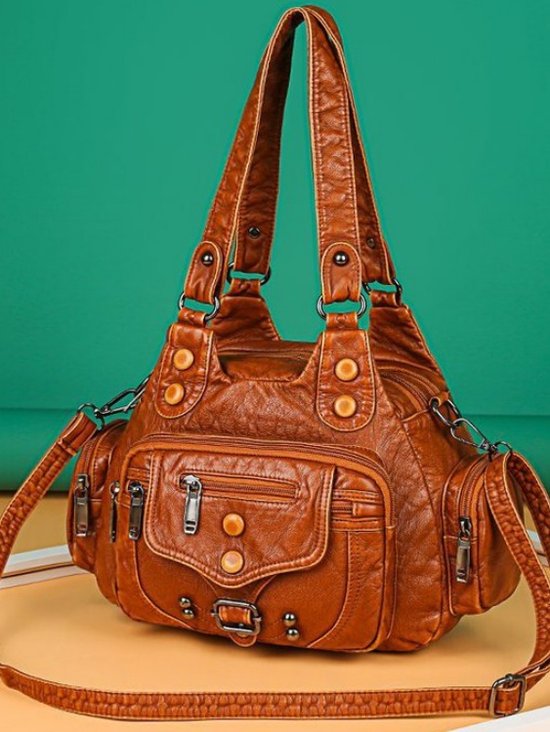 Retro Modisch eine Schulter Umhängetasche Handtasche Gewaschen Weich Leder Damen Tasche