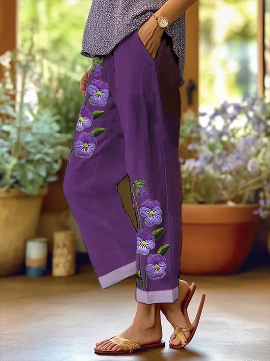 Damen Geblümt Lang Hose Lässig Frühling/Herbst Hose