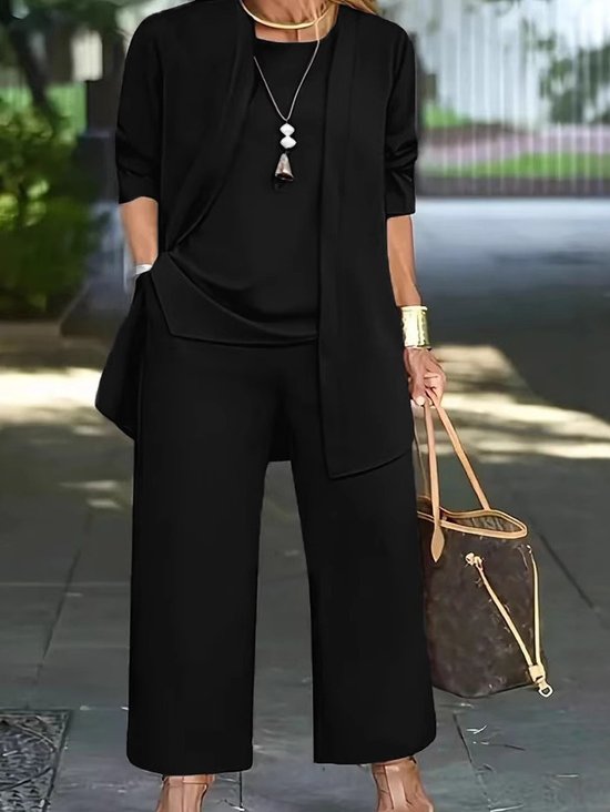 Damen Unifarben Nahtverarbeitung Matching Kostüm Pendeln Langarm Lässig Frühling/Herbst Mehrteiliges Set Matching Set