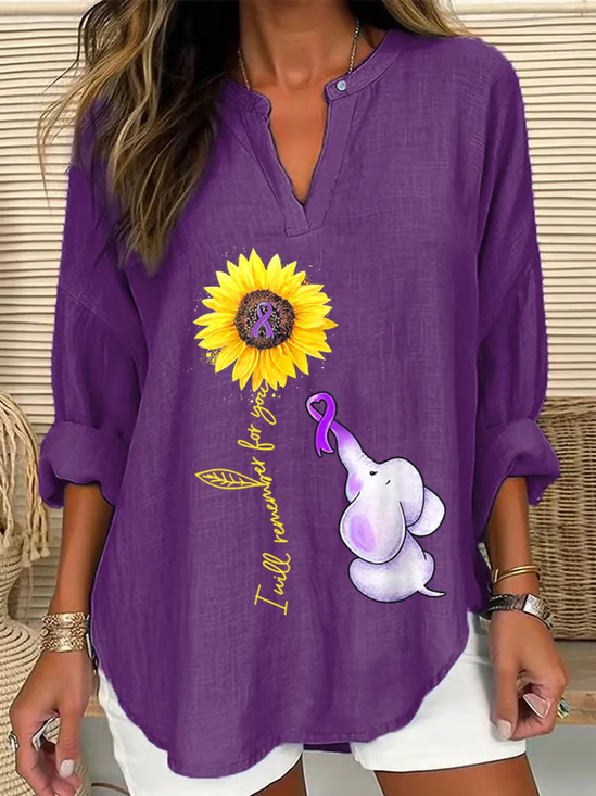 Damen Textbriefe Langarm Bluse Frühling/Herbst Print V-Ausschnitt Täglich Lässig Oberteile