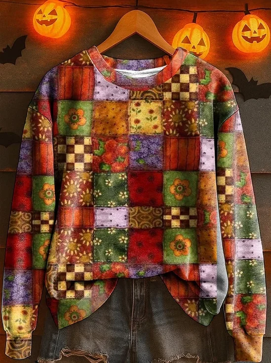 Damen Halloween Rundhals Print Lässig Frühling/Herbst Langarm Sweatshirt