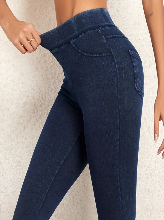 Damen Unifarben Lässig Alle Jahreszeiten Nahtverarbeitung Lang Leggings