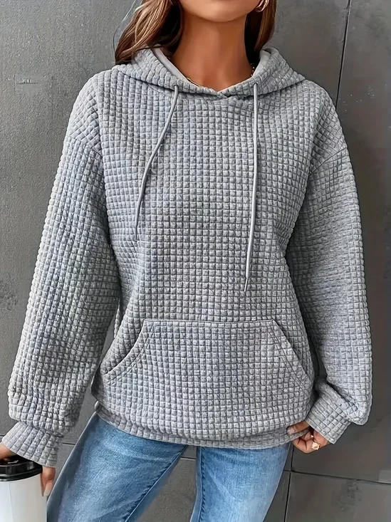 Damen Unifarben Frühling/Herbst Langarm Lässig Täglich Kapuze