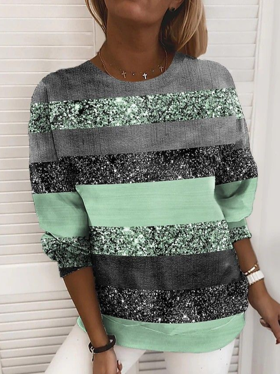 Damen Abstrakt Rundhals Print Lässig Frühling/Herbst Langarm Sweatshirt